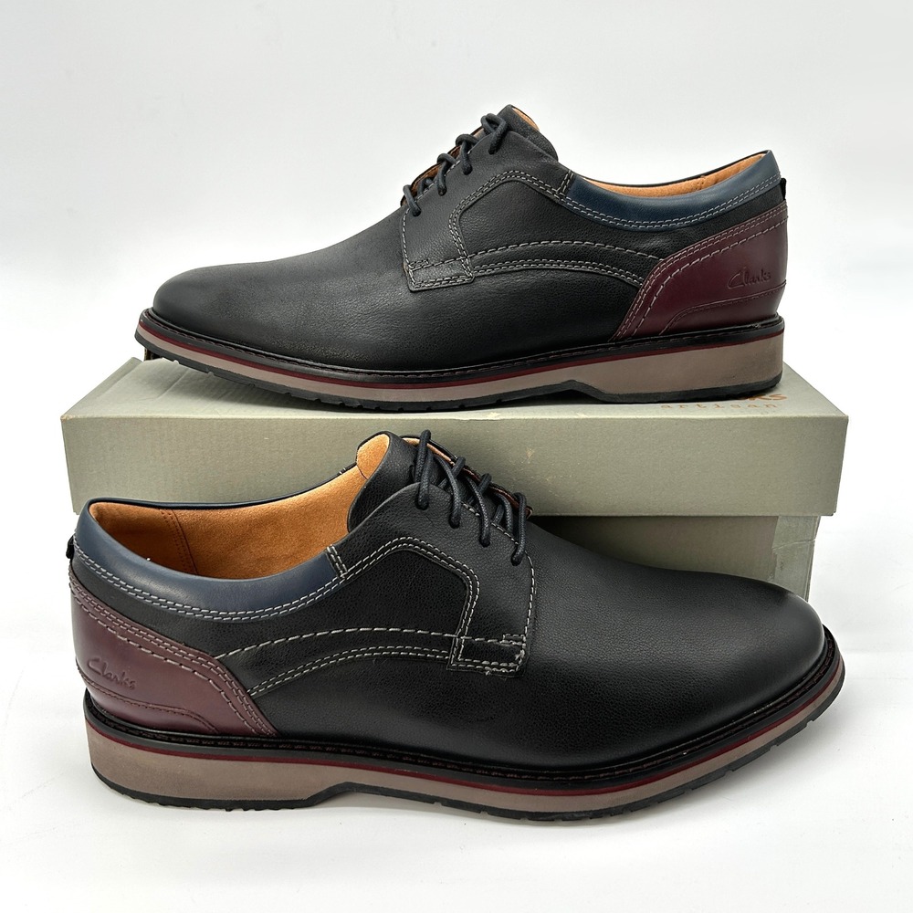 Clarks Monahan Plain Size 13 M Mens Oxford Dress Casual Shoes Black Leather NEW